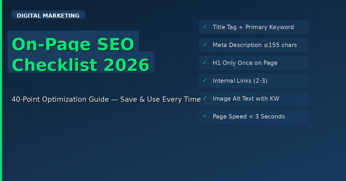Complete On-Page SEO Checklist 2026 (Free Downloadable Template)